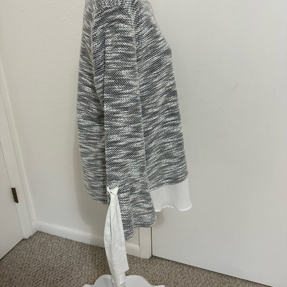 Simply vera tunic mixed material pullover sweater ruffled sleeve office blouse L - Picture 4 of 7